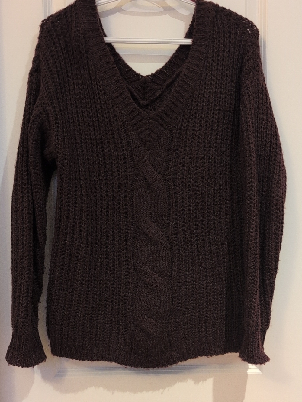 Dynamite Cable Knit Sweater - Deep Burgundy - Size